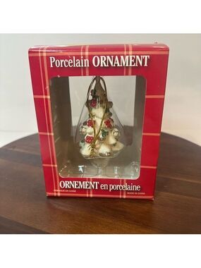 Vintage-Style Porcelain Christmas Tree Ornament – New in Box